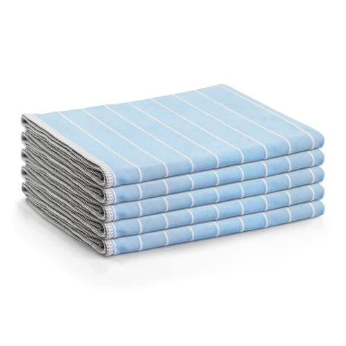 Das blaue Wunder Brillant Reinigungstuch 5er Set BLAU 40x50cm I Putztücher mit Bambusfasern I Streifen- und fusselfrei I Fenstertuch I saugstark von Das blaue Wunder