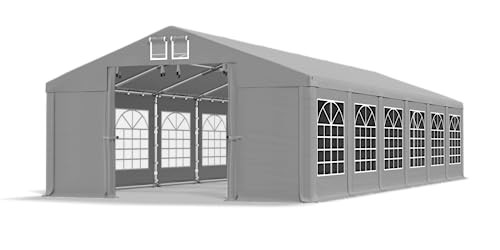 DAS COMPANY Partyzelt 5x12m wasserdicht grau Zelt 560g/m² PVC Plane Hochwertigeszelt Gartenzelt Winter SD - Faltpavillon - Lagerzelt Winterfest - Festzelt - Gartenpavillon - Pavillon - Lagerzelt von Das Company