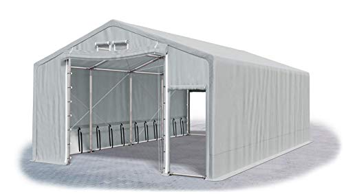 Das Company Lagerhalle 6x8x2.5m feuersicher grau wasserdicht ganzjährig Industriezelt Stahlseile 600g/m² PVC Winter Plus SFR - Zeltgarage, Lagerzelt Winterfest, Zeltgarage Winterfest - Winterzelt von Das Company