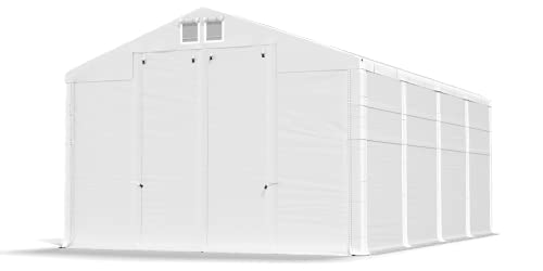 Das Company Lagerzelt 4x8x4m wasserdicht weiß Zelt 560g/m² PVC Plane ganzjährig Zelthalle Winter Plus SD von Das Company
