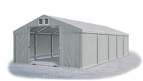 Das Company Lagerzelt 5x10m wasserdicht mit Bodenrahmen und Dachverstärkung grau Zelt 560g/m² PVC Plane hochwertig Zelthalle Summer Plus SD - Faltpavillon - Gartenpavillon - Pavillon - Partyzelt von Das Company