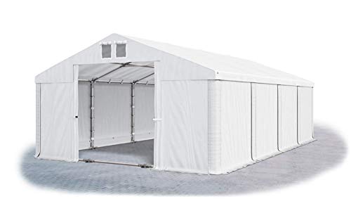 Das Company Lagerzelt 6x8m wasserdicht mit Bodenrahmen und Dachverstärkung weiß Zelt 560g/m² PVC Plane hochwertig Zelthalle Summer Plus SD - Faltpavillon - Gartenpavillon - Pavillon - Partyzelt von Das Company