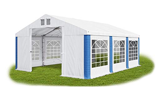 Partyzelt 4x6m wasserdicht weiß-blau Zelt 560g/m² PVC Plane ganzjährig stahlseile stahlseile Gartenzelt Winter Plus SD von Das Company