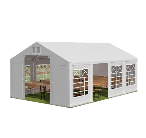 Partyzelt 5x8m wasserdicht weiß Zelt 560g/m² PVC Plane Hochwertigeszelt Gartenzelt Summer SD - Faltpavillon, Gartenpavillon, Pavillon, Lagerzelt, Gartenhaus, Zeltgarage, Garagenzelt - Partyzelt von Das Company