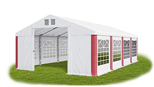 Partyzelt 6x8m wasserdicht weiß-rot Zelt 560g/m² PVC Plane Hochwertigeszelt Gartenzelt Summer SD von Das Company