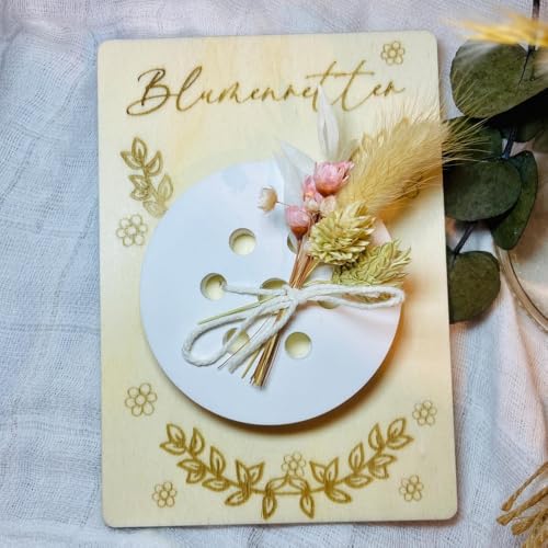 Handgefertigter Blumenretter aus Raysin- die perfekte Geschenkidee passend für Glück Gläser Größe auf Holz von Das Glückswerk