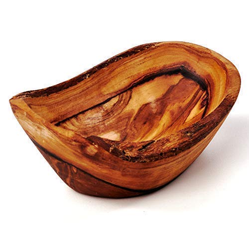DAS OLIVENHOLZBRETT® Schälchen aus Olivenholz, oval mit naturbelassenen Rand und Rinde soweit möglich10cm von das Olivenholzbrett