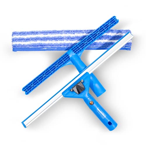 Das Blaue Wunder | Swivel Loc Fenster Set | Fenster- und Glasreinigung | Stufenlos verstellbar | für Rechts- und Linkshänder| Einwascher Abzieher Bambusbezug (Swivel Loc Fenster Set (3 TLG.)) von Das blaue Wunder