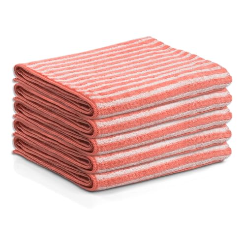 Das blaue Wunder EXTRA Premium Geschirrtücher 40cm x 70cm | EXTRA weich und EXTRA saugfähig | Küchentücher mit Qualität | Streifen- und fusselfrei (Koralle, 5er Set) von Das blaue Wunder