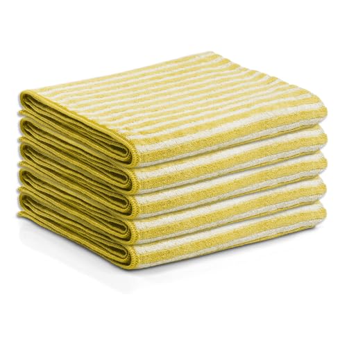 Das blaue Wunder EXTRA Premium Geschirrtücher 40cm x 70cm | EXTRA weich und EXTRA saugfähig | Küchentücher mit Qualität | Streifen- und fusselfrei (gelb, 5er Set) von Das blaue Wunder