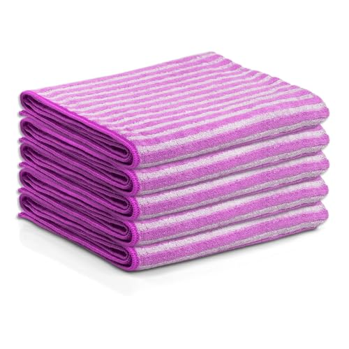 Das blaue Wunder EXTRA Premium Geschirrtücher 40cm x 70cm | EXTRA weich und EXTRA saugfähig | Küchentücher mit Qualität | Streifen- und fusselfrei (lila-Flieder, 5er Set) von Das blaue Wunder