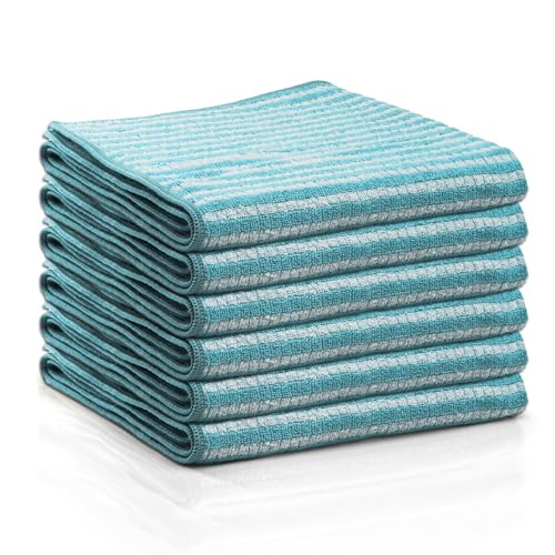 Das blaue Wunder EXTRA Premium Geschirrtücher 6er-Set 40x60cm TÜRKIS | Bambusfasern: EXTRA weich und EXTRA saugfähig | Küchentücher mit Qualität | Streifen- und fusselfrei von Das blaue Wunder