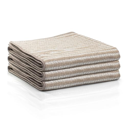 Das blaue Wunder Extra Premium Geschirrtuch Set 40x60 | Reinigungstuch zum Putzen und Trocknen (3, warm grau) von Das blaue Wunder