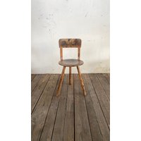 Rustikaler Werkstattstuhl Industrial Stil Holzstuhl Vintage Hocker von DasEmporium