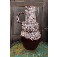 Vintage Überschaum Glasur Dekokrug Vase Fat Lava West Germany von DasEmporium