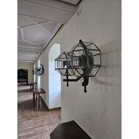 Wandleuchten Wandlampe Schloß Rittersaal Globus Bleiglas Schmiedeeisen Lampe Kugel von DasEmporium