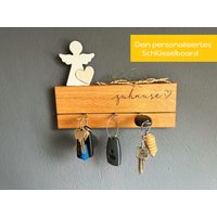 Schlüsselbrett/Schlüsselboard Mit Wunschtext Aus Eichenholz Handgefertigt Nachhaltig Massive Eiche von DasHandwerksduo