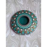 Mandala Teelichthalter in Leuchtenden Farben, Handbemalt Aus Keramik von DasKreativchaos