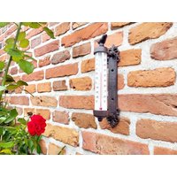 Außen-Thermometer Drehbar "Vögelchen" Aus Gusseisen 27cm Gartenthermometer Schwenkbar Ausrichtbar Wandthermometer Balkondeko Veranda-Deko von DasLandhus
