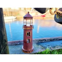 Deko Leuchtturm Mit Glaseinsatz Für Windlicht 41cm in Rostoptik Maritime Fensterbank Badezimmerdeko von DasLandhus
