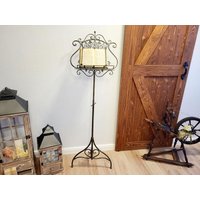 Große Vintage Staffelei Notenständer Schmiedeeisen Buchständer 157cm Hoch Höhenverstellbar Gästebuchständer Antik von DasLandhus