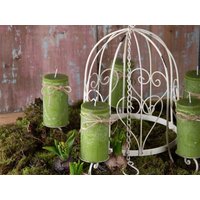 Weißer Hänge-Kerzenleuchter 46x36cm Hängeleuchter Shabby Chic Aus Metall Hängekranz Für Kerzen Deko Hängend von DasLandhus