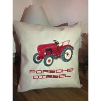 Besticktes Kissen "Porsche Diesel" von DasNaehkaestchenShop