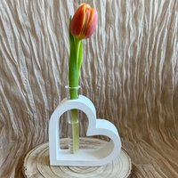 Herzvase Gegossen Mit Reagenzglas | Keraflott Blume Tulpe Kleine Blumenvase Raysin Herz Geschenk Kleinigkeit Deko von DasPlotterLieschen