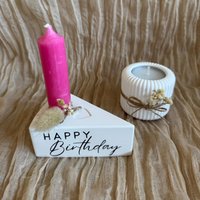 Kerzenständer Als Tortenstück Pustekuchen Gegossen Aus Keraflott | Blumen Kerze Geschenk Geburtstagskuchen Geburtsta von DasPlotterLieschen