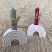 Regenbogen Kerzenständer Keraflott | Raysin Tischdeko Geschenk Gegossen Stabkerze Taufe von DasPlotterLieschen