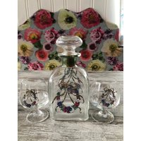 Glaskaraffe + Gläser, Vintage von DasRosenShop
