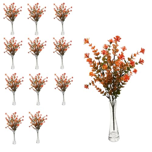 12 Stück künstliche Blätterzweige, realistische Blätterstiele für Thanksgiving, Party, Tafelaufsätze, Tischarrangement, Heimdekoration, Festival-Dekorationen von Dasbsug