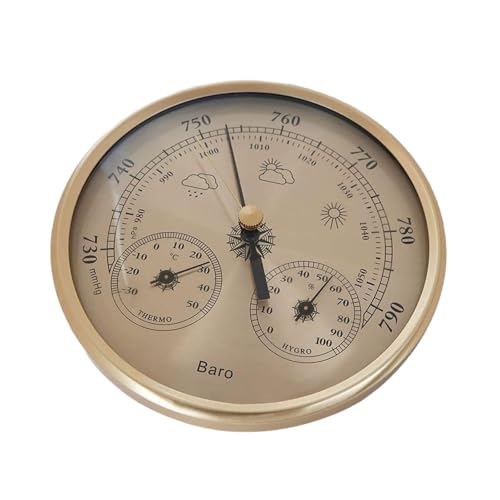 130 mm Barometer-Thermometer, Hygrometer, Edelstahlrahmen, großes Angelwettermessgerät für Outdoor-Enthusiasten, Barometer-Thermometer, Hygrometer, Angeln von Dasbsug