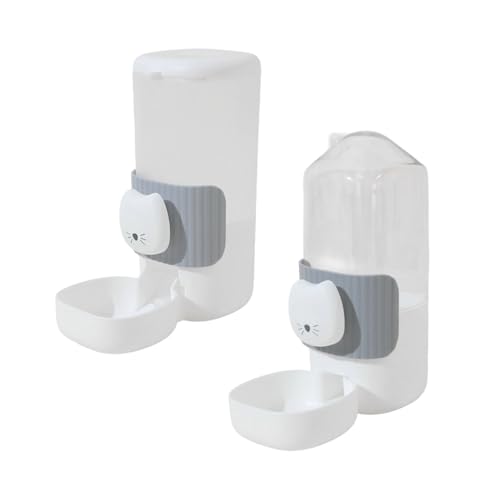 2 Stück platzsparende automatische Futterstation für Tierfutter und Wassernapf, montiertes Design, Katzen-Thema, Geschirrspüler für kleine Hunde und Katzen, platzsparender Futterspender für Hunde von Dasbsug