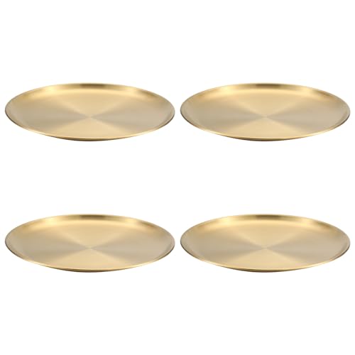 4 Stück 304 Edelstahl Geschirr-Set Snacks Teller Salat Metall Essen Kochen Servieren für Küche Dessert Vorspeisenteller von Dasbsug