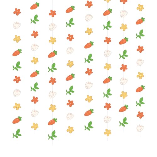 8 Stück Ostern Cartoon Kaninchen Karotte Papiergirlanden für Urlaub und Party Dekoration Handgemachte Papier hängende Luftschlangen Garten Party Dekoration von Dasbsug