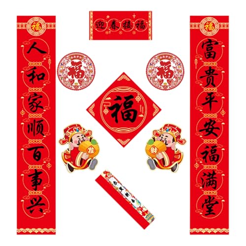 Chinesisches Neujahrs-Papierpaar-Set, Türaufkleber, traditionelles Frühlingsfest, Heimdekoration, Fenster-Display, Zubehör, Papier, Frühlingspaare von Dasbsug