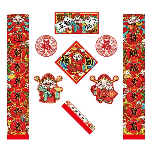 Chinesisches Neujahrs-Papierpaar-Set, Türaufkleber, traditionelles Frühlingsfest, Heimdekoration, Fenster-Display, Zubehör, Papier, Frühlingspaare von Dasbsug
