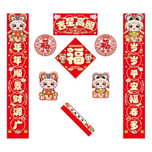 Chinesisches Neujahrs-Papierpaar-Set, Türaufkleber, traditionelles Frühlingsfest, Heimdekoration, Fenster-Display, Zubehör, Papier, Frühlingspaare von Dasbsug