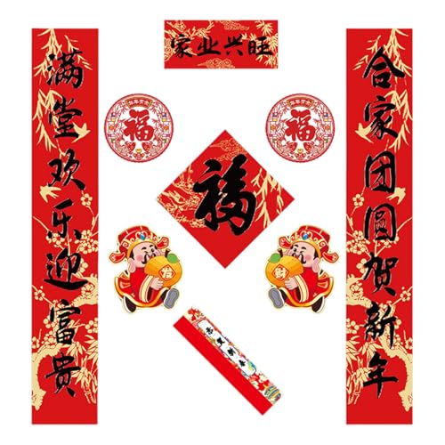 Chinesisches Neujahrs-Papierpaar-Set, Türaufkleber, traditionelles Frühlingsfest, Heimdekoration, Fenster-Display, Zubehör, Papier, Frühlingspaare von Dasbsug
