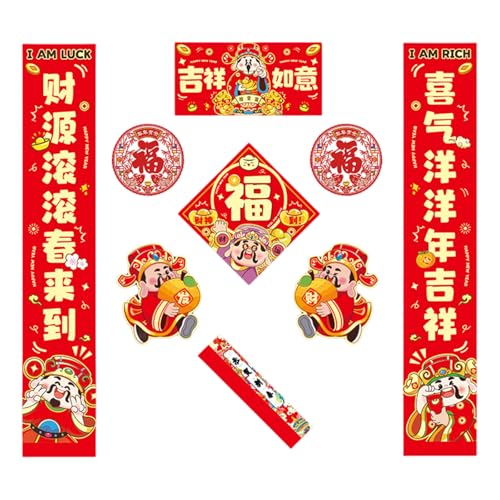 Chinesisches Neujahrs-Papierpaar-Set, Türaufkleber, traditionelles Frühlingsfest, Heimdekoration, Fenster-Display, Zubehör, Papier, Frühlingspaare von Dasbsug