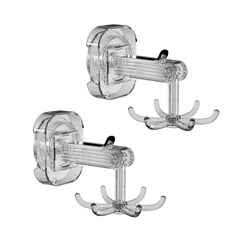 Dasbsug 2 x 6 Zinken-Haken, Saugnäpfe, 360 Grad drehbar, multifunktional, drehbar, Taschenaufhänger, Aufbewahrungsregal, Badezimmer, Handtuchhaken von Dasbsug