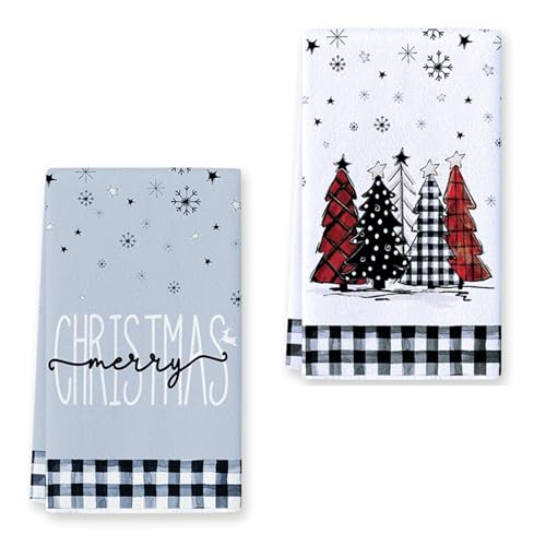 Dasbsug 2 x Weihnachts-Geschirrtücher, weiches Polyester, Reinigungstücher für Festival, Küche, Dekoration und Trocknen, Weihnachtstücher von Dasbsug