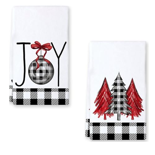 Dasbsug 2 x Weihnachts-Geschirrtücher, weiches Polyester, Reinigungstücher für Festival, Küche, Dekoration und Trocknen, Weihnachtstücher von Dasbsug