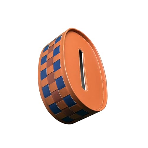 Dasbsug Elegante gewebte Aufbewahrungsbox mit blauem, goldbraunem Schachbrettmuster für Wohnzimmer, Büro, Organisation, gewebte Aufbewahrungsbox für kleine Gegenstände von Dasbsug