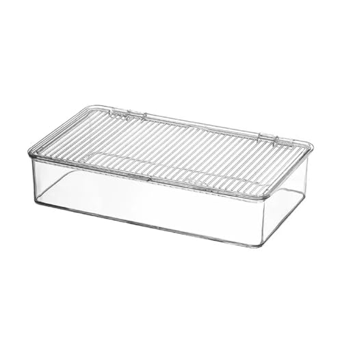 Dasbsug Platzsparende, transparente Aufbewahrungsbox mit Abdeckung für Schrank, Arbeitsplatte, Regal, Organisation, transparente stapelbare Aufbewahrungsbox mit Deckel von Dasbsug