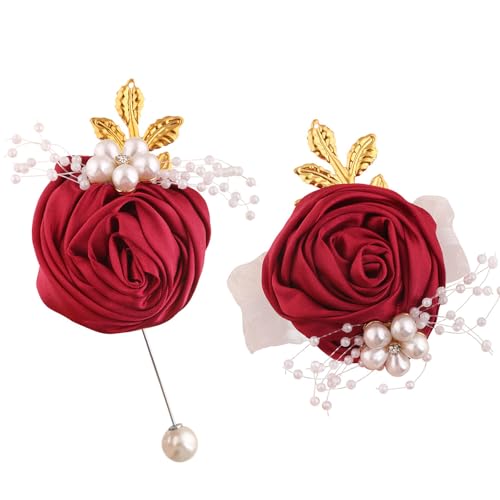 Dasbsug Seiden-Hochzeits-Corsage und Knopflochblumen-Set für Braut, Brautjungfer, Trauzeugen, Probe, Abendessen, formelle Accessoires, formelle Anlässe, Blumen-Handgelenk-Accessoire Dasbsug Seiden-Hochzeits-Corsage und Knopflochblumen-Set für Braut, Brautjungfer, Trauzeugen, Probe, Abendessen, formelle Accessoires, formelle Anlässe, Blumen-Handgelenk-Accessoire von Dasbsug