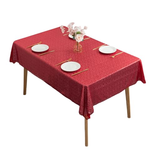 Dasbsug Stilvolle Polyester-Tischdecke, bestickt, Blumenmuster, Pailletten, wasserabweisende Oberflächen, wasserdicht, leicht zu reinigen von Dasbsug