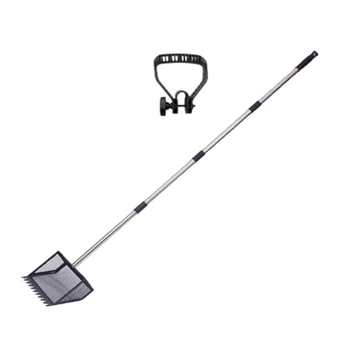 Dasbsug Verstellbarer Hühnermist aus Edelstahl mit ergonomischem Griff für die Reinigung und Abfallsiebung, rostfreier Metallhohlraum für Schuppen- und Sandreinigung von Dasbsug