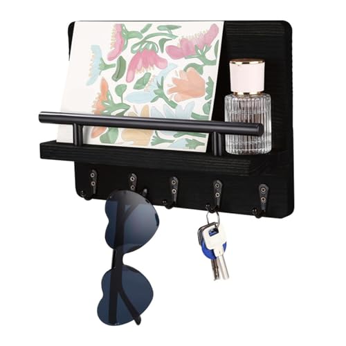 Dasbsug Wandhalter mit Regal und getrockneter Blume für Eingangsbereich, Schlammzimmer, Flur, Küche, Bürobedarf, Holzregal von Dasbsug
